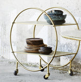 White Marble And Brass Circular Trolley - Madam Stoltz