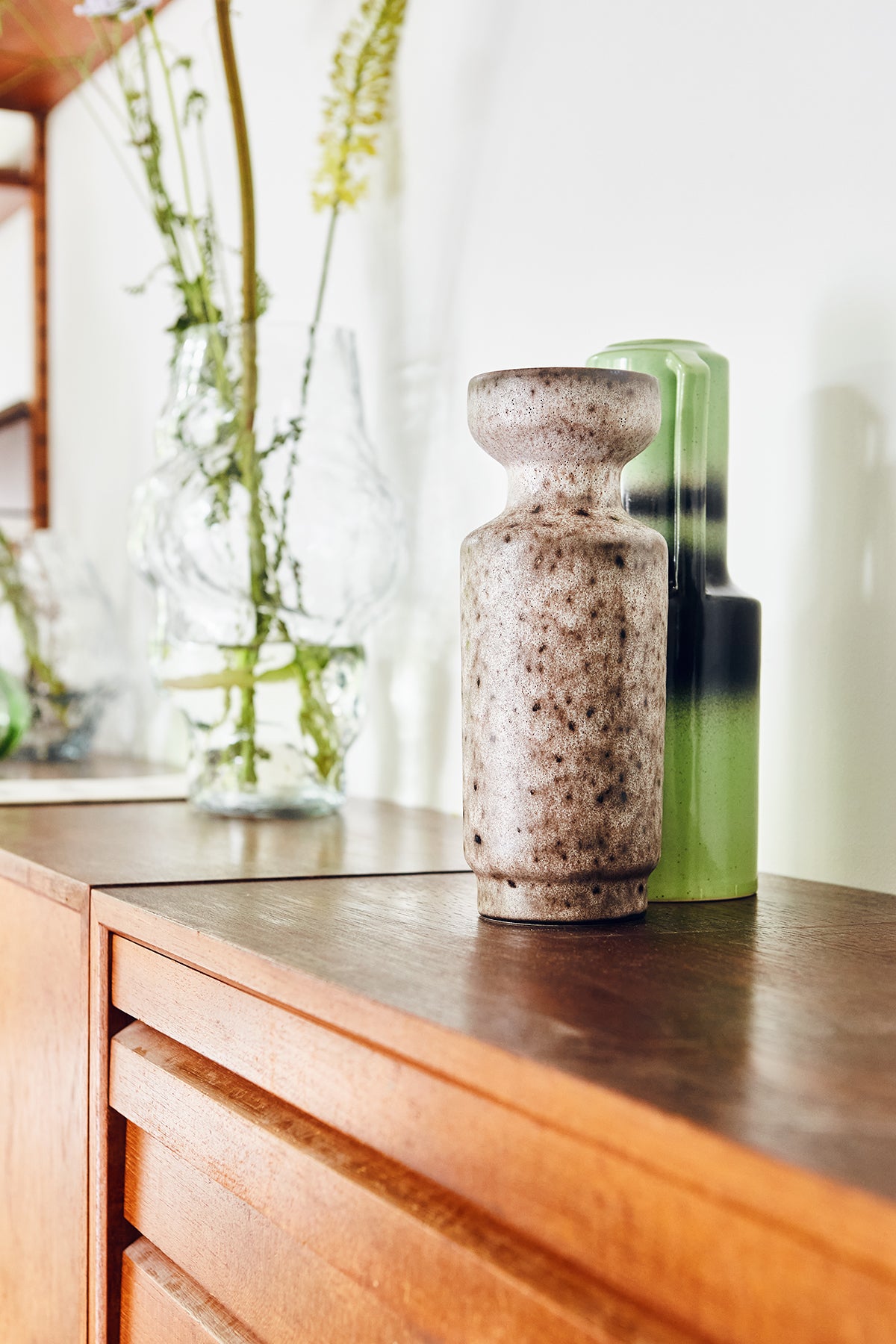 HKliving Ceramic Vase Green With Handle