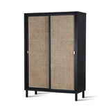 HKliving Retro Webbing Cabinet Black Sliding Door