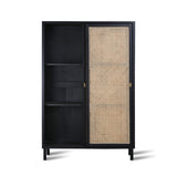 HKliving Retro Webbing Cabinet Black Sliding Door