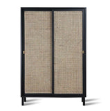 HKliving Retro Webbing Cabinet Black Sliding Door