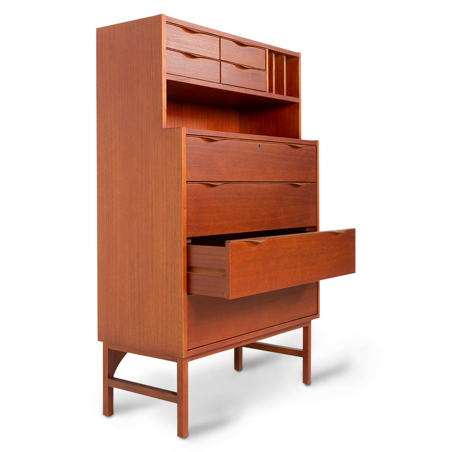 HKliving Wooden Secretary Cabinet Stained Brown