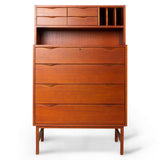 HKliving Wooden Secretary Cabinet Stained Brown