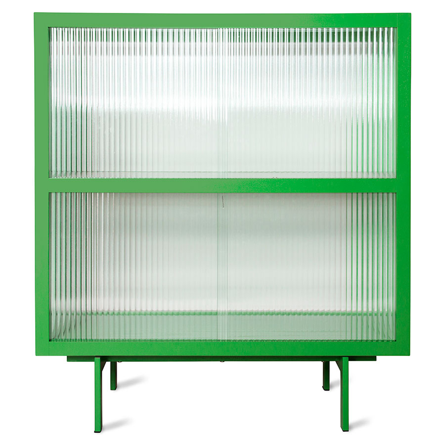 HKliving Cupboard With Ribbed Glass Fern Green