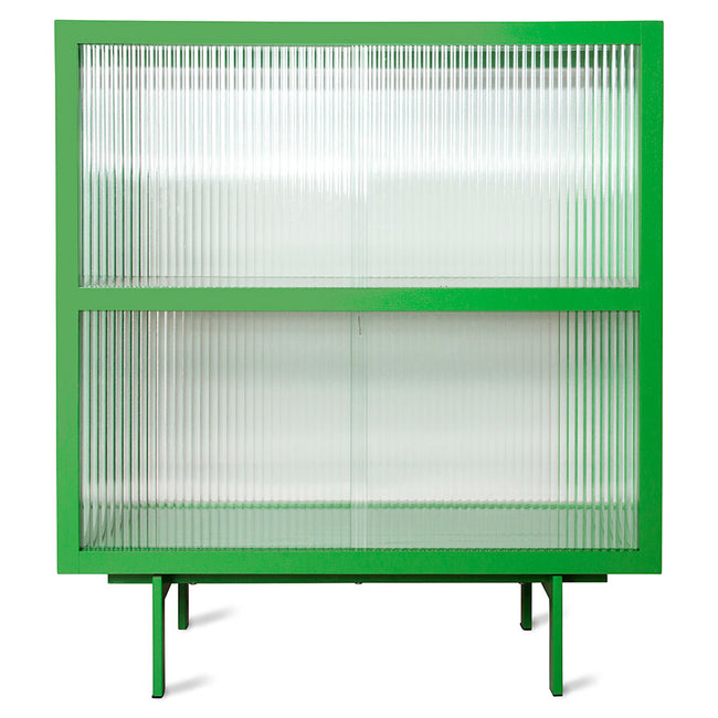 HKliving Cupboard With Ribbed Glass Fern Green
