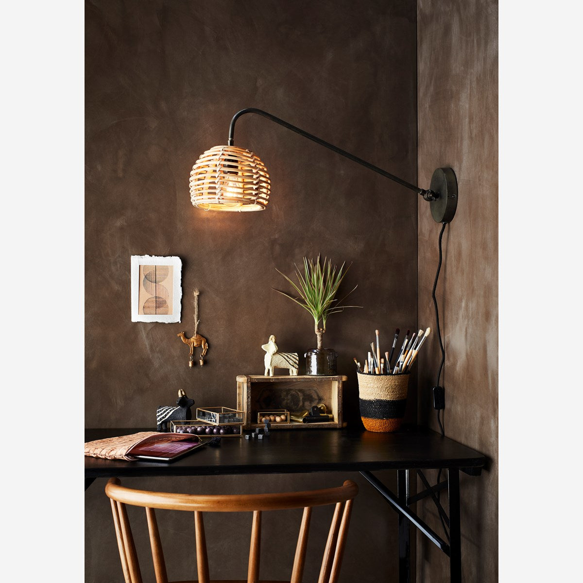 Wall Lamp With Bamboo Shade