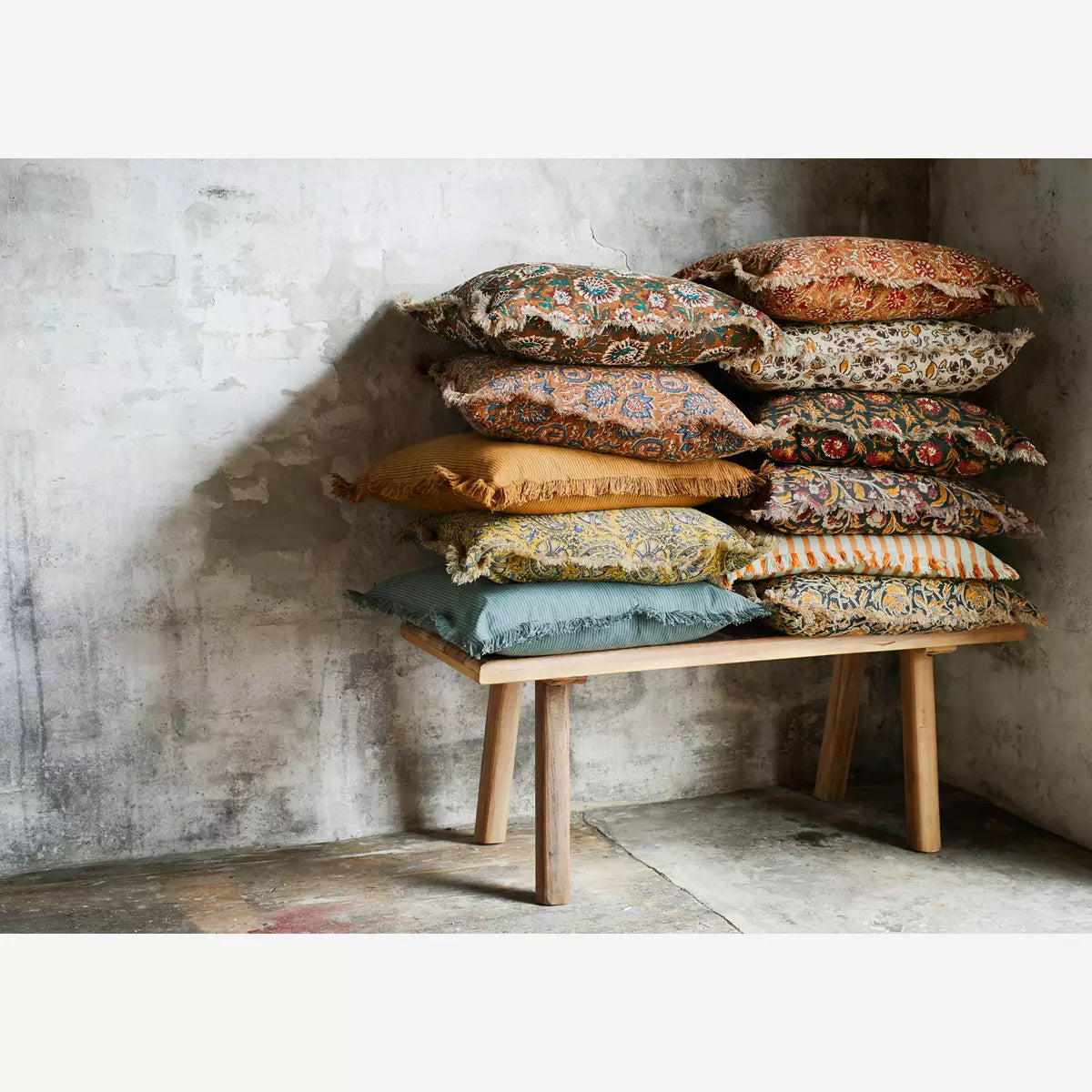 Printed Cotton Seat Pad Paprika, Dusty Rose, Orange, Beige, Grey