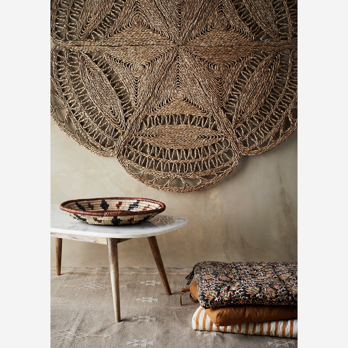 Printed cotton Seat Pad Off white, Dark Honey - Madam Stoltz