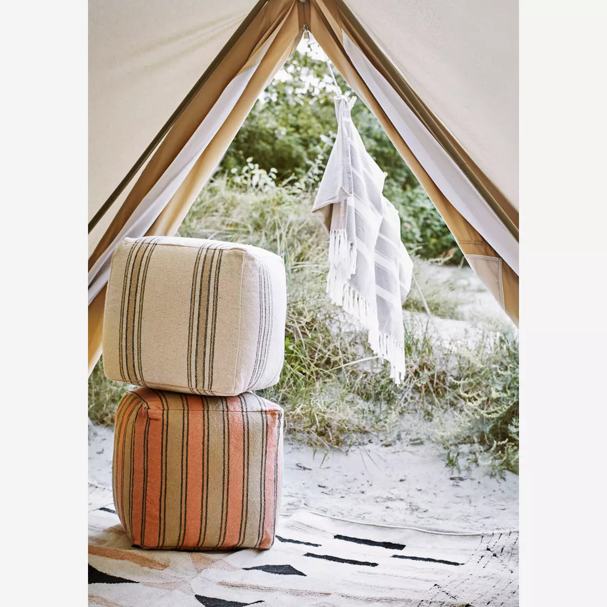 Striped Cotton Pouf  Madam Stoltz