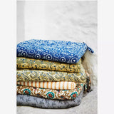 Printed Cotton Seat Pad Beige, green, paprika, mustard