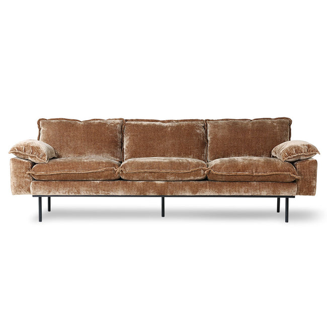 HKliving Retro Sofa 4-Seats Velvet Corduroy Aged Gold