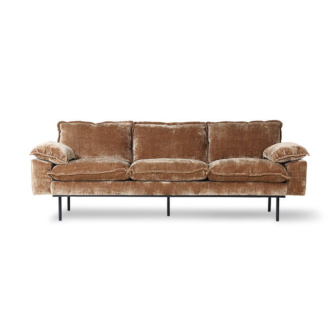 HKliving Retro Sofa 3-Seats Velvet Corduroy Aged Gold