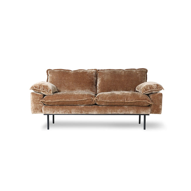 HKliving Retro Sofa 2-Seats Velvet Corduroy Aged Gold