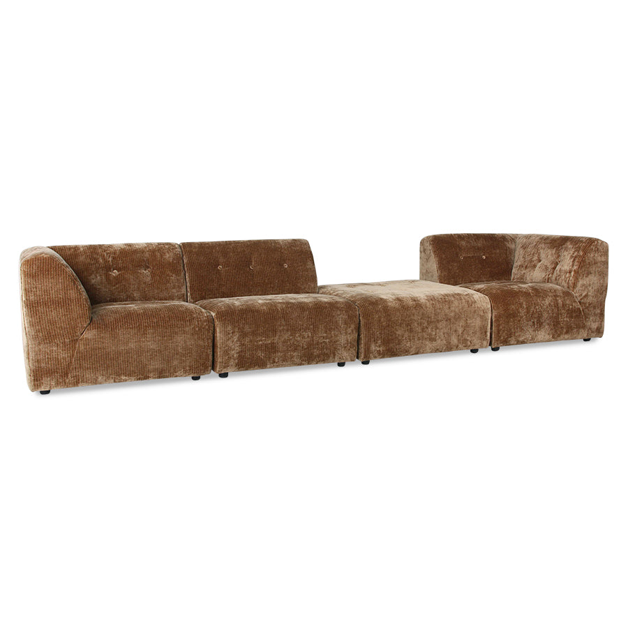 HKliving Vint Couch: Element Hocker Corduroy Velvet Aged Gold