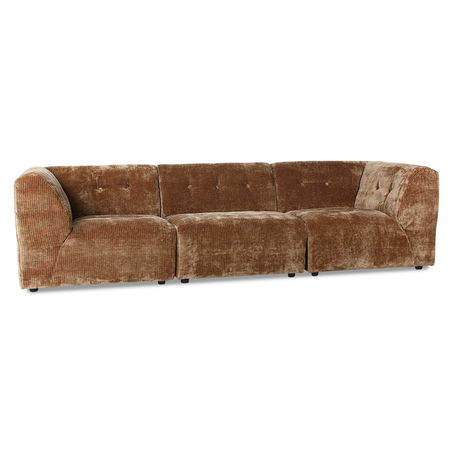 HKliving Vint Couch: Element Hocker Corduroy Velvet Aged Gold