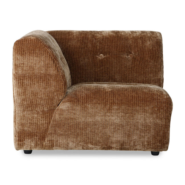 HKliving Vint Couch: Element Left Corduroy Velvet Aged Gold