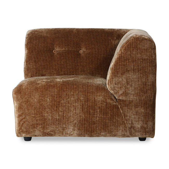 HKliving Vint Couch: Element Right Corduroy Velvet Aged Gold