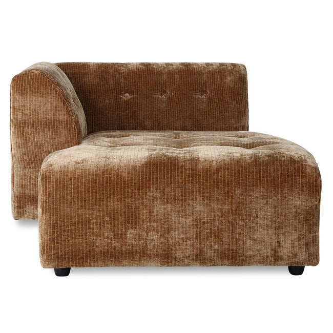 HKliving Vint Couch: Element Left Divan Corduroy Velvet  Aged Gold