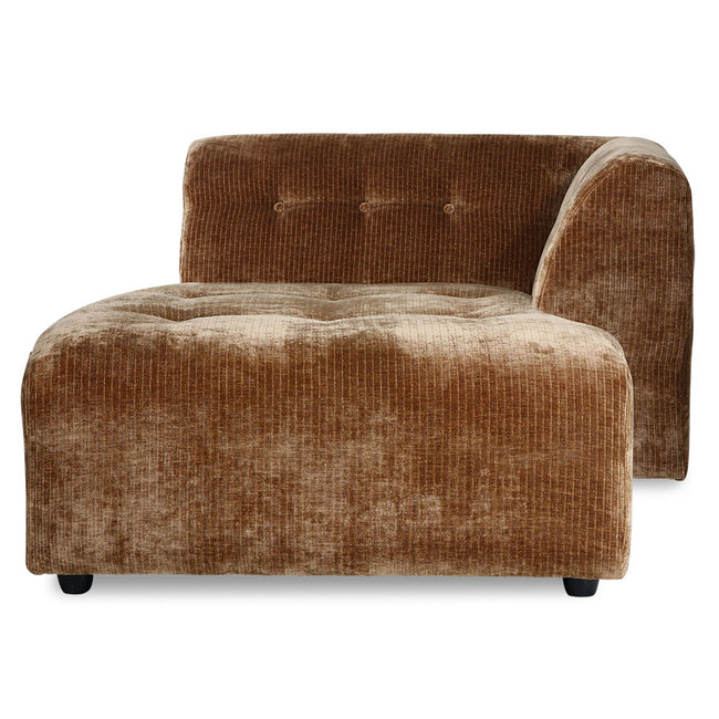 HKliving Vint Couch: Element Right Divan Corduroy Velvet  Aged Gold