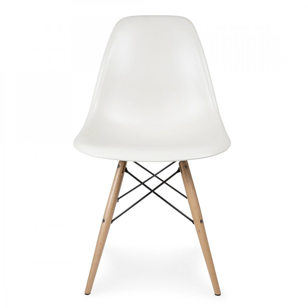 Iconic DSW Style Side Chair  White - Natural Legs