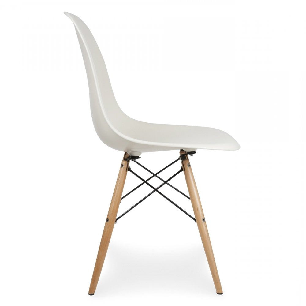 Iconic DSW Style Side Chair  White - Natural Legs