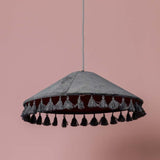Grey Velvet Hanging lamp With Fringes