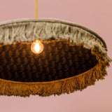 Beige Velvet Hanging lamp With Fringes