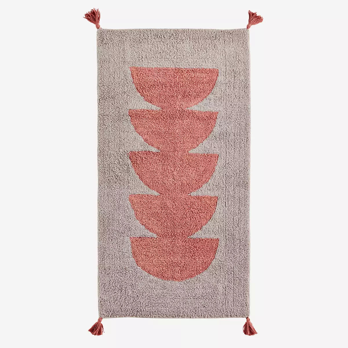 Tufted Cotton Runner With Tassels Greige Coral