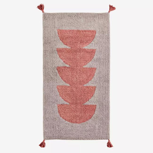 Tufted Cotton Runner With Tassels Greige Coral