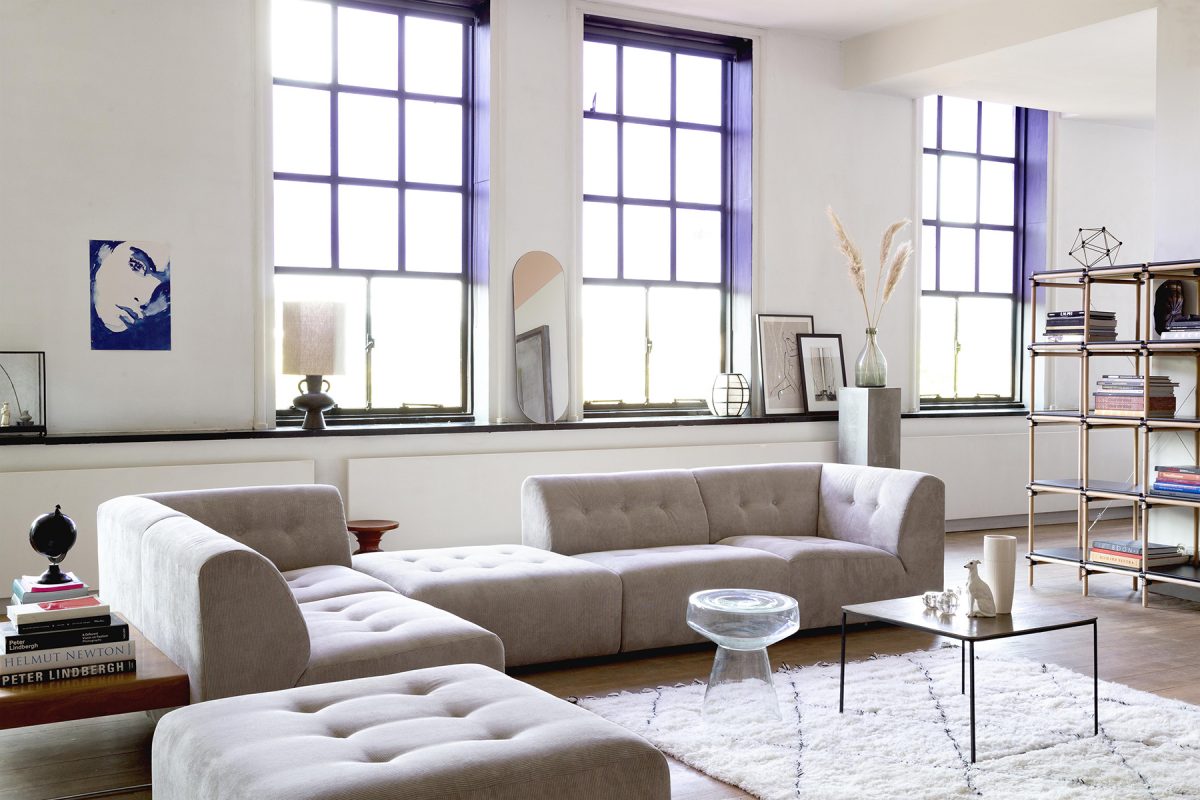 HKliving vint couch: element middle, corduroy rib, cream