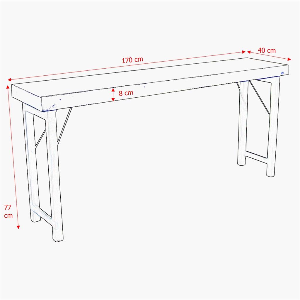 Wooden Antique Folding Console Table Whitewashed