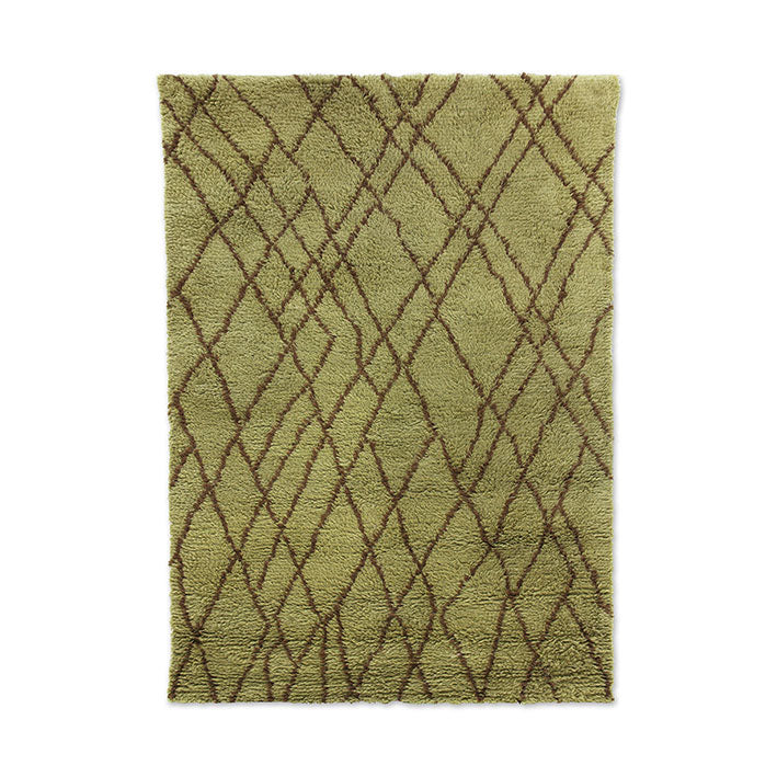 HKliving Olive Woolen Rug Brown Zigzag (180x280)