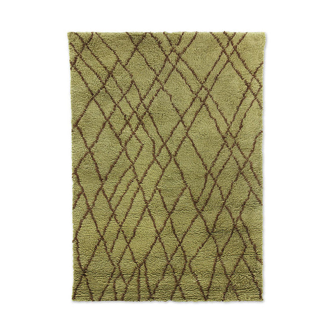 HKliving Olive Woolen Rug Brown Zigzag (180x280)