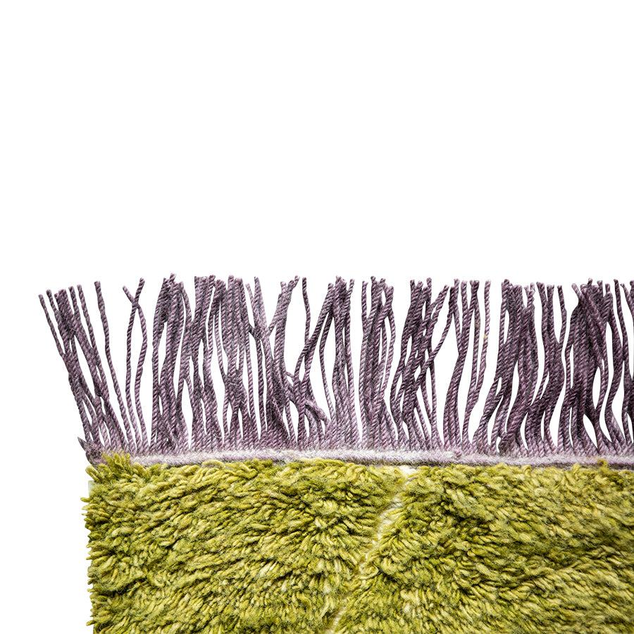 HKliving Hand Knotted Woolen Runner Olive / Purple (80x300)