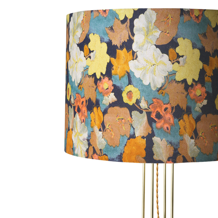 HKliving Metal Wire Floor Lamp Base Brass Floral Shade