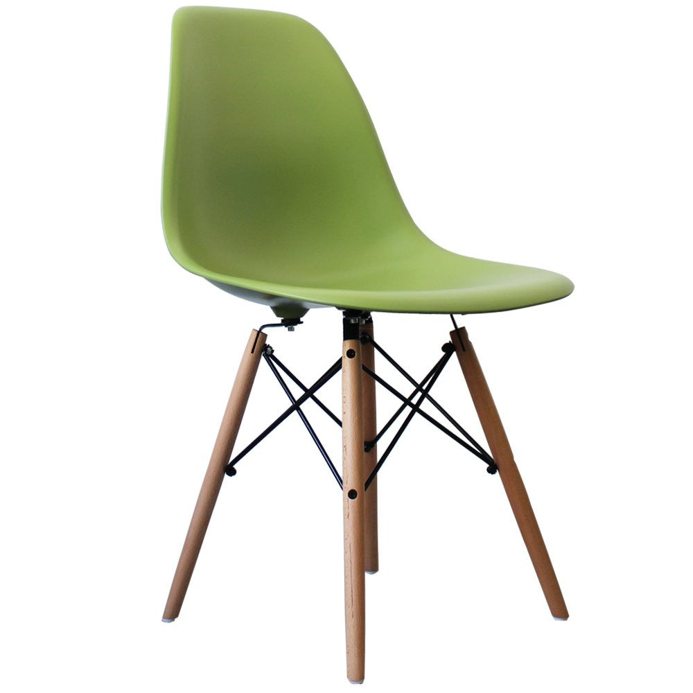 Iconic DSW Style Side Chair  Green - Natural Legs